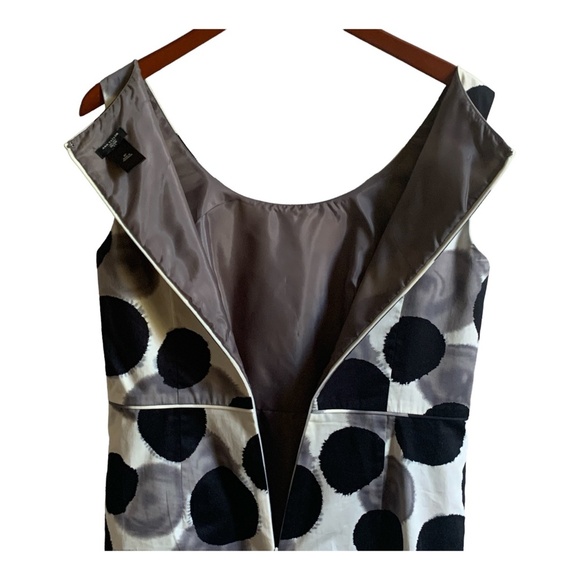Ann Taylor Dress 8 P Petite Black Gray White Sleeveless Lined Back Zip Sheath - Picture 8 of 11